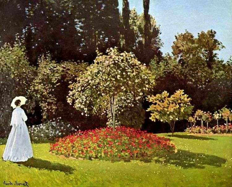 Дама в саду Сент Адресс (Жанна Маргарита Лекадр в саду)   Клод Моне