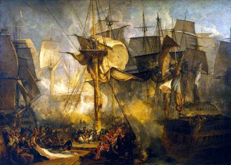 Трафальгарская битва, вид с вантов бизань мачты по правому борту корабля Виктории   Уильям Тернер