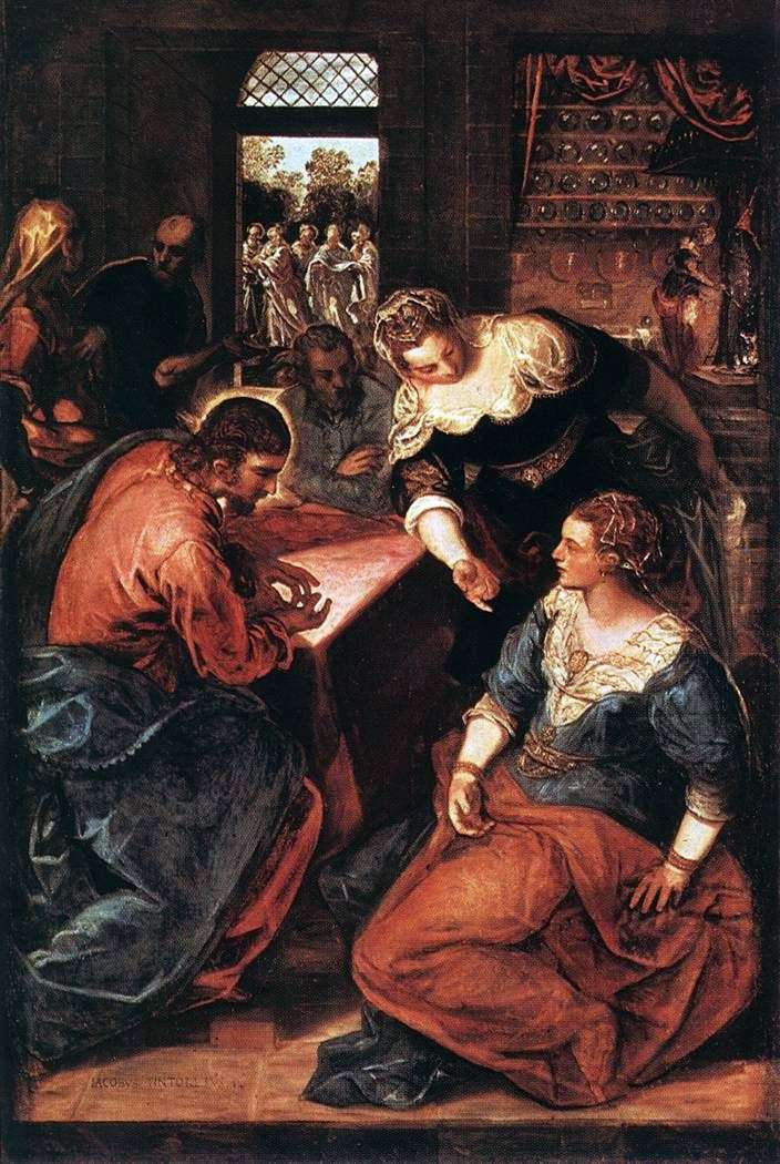 Христос в доме Марфы и Марии   Якопо Тинторетто