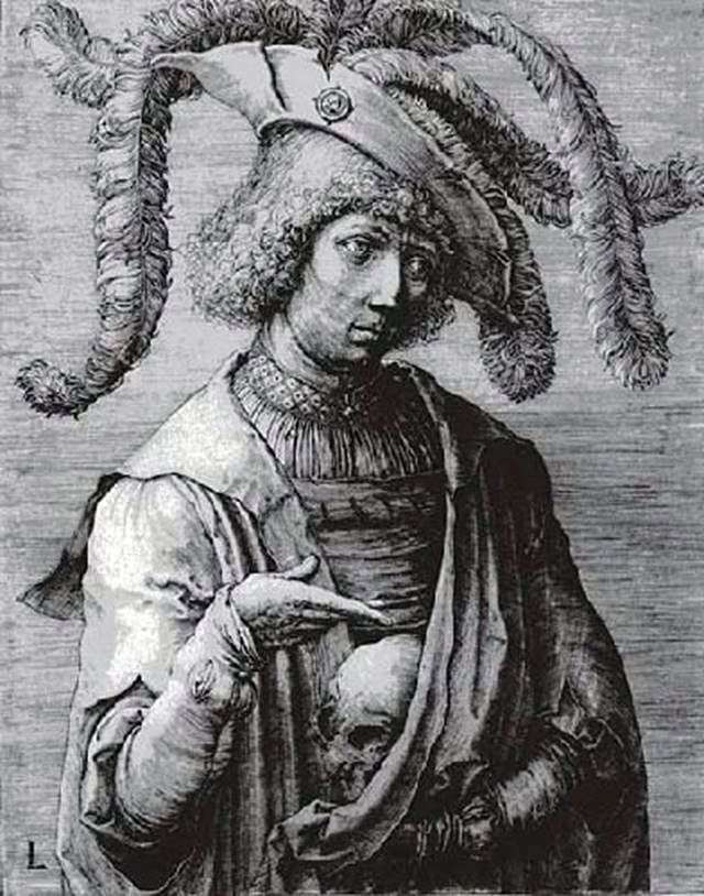 Юноша с черепом в руках   Лукас ван Лейден