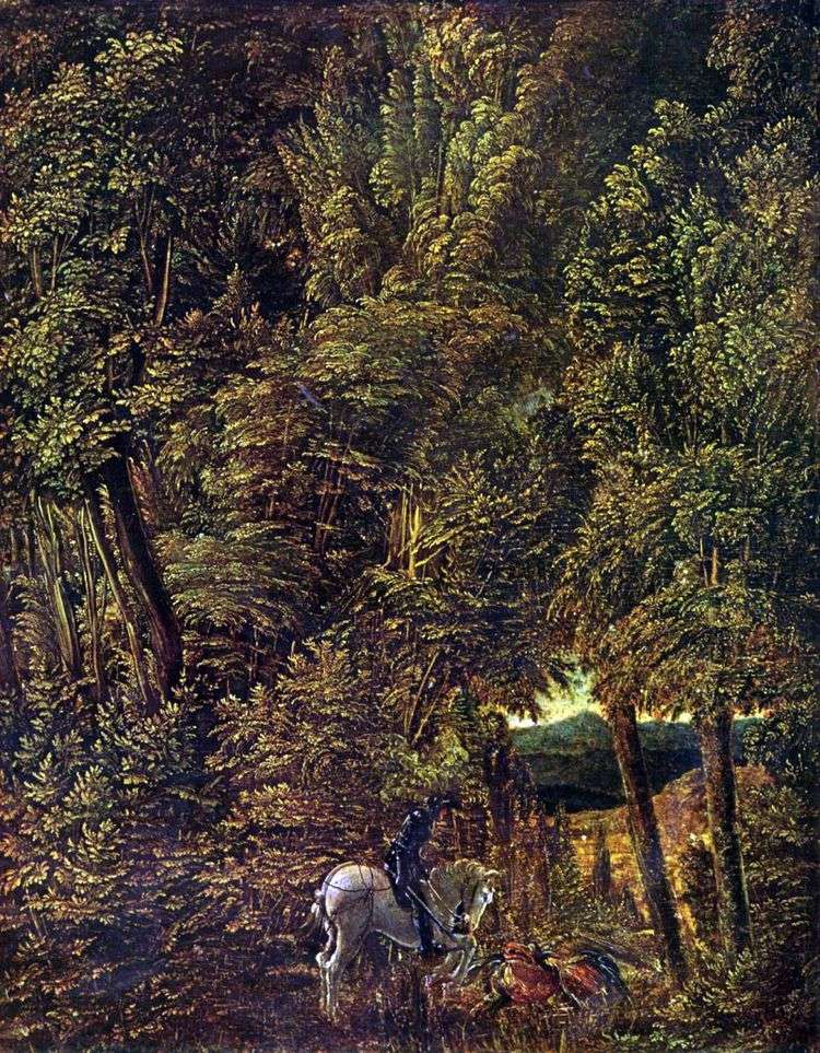 Лесной пейзаж со св. Георгием, поражающим дракона   Альбрехт Альтдорфер