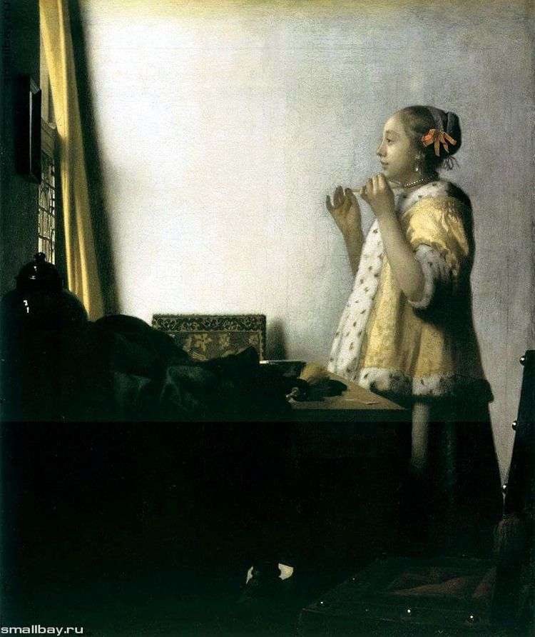 Девушка, примеряющая ожерелье   Ян Вермеер