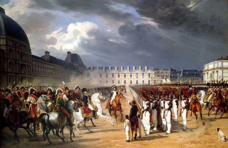 Инвалид, подающий прошение Наполеону на параде гвардии перед дворцом Тюильри в Париже   Орас Верне