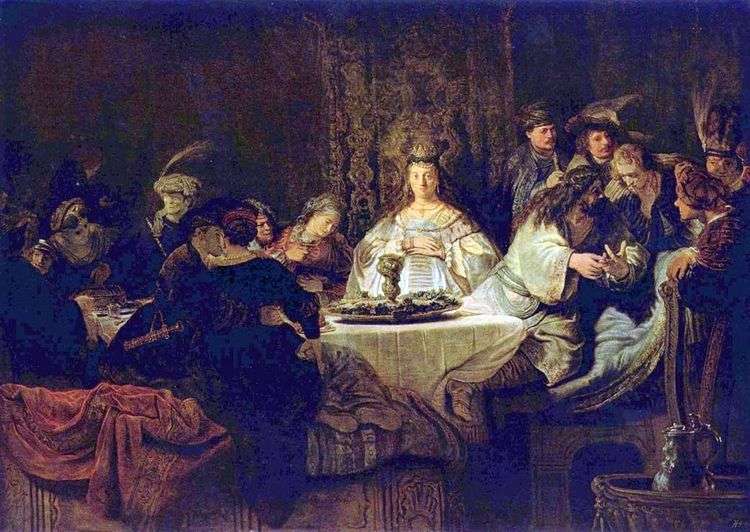 Самсон загадывает загадку за свадебным столом   Рембрандт Харменс Ван Рейн