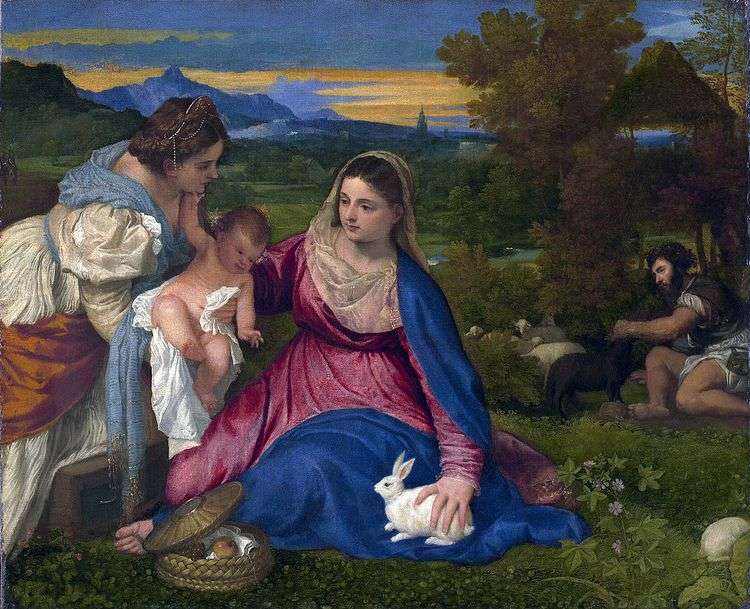 Мадонна с младенцем со Св. Екатериной и кроликом   Тициан Вечеллио