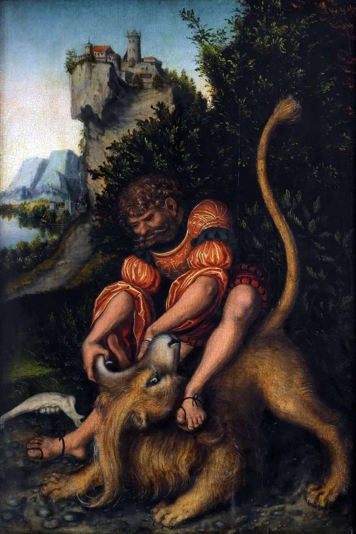 Борьба Самсона со львом   Лукас Кранах
